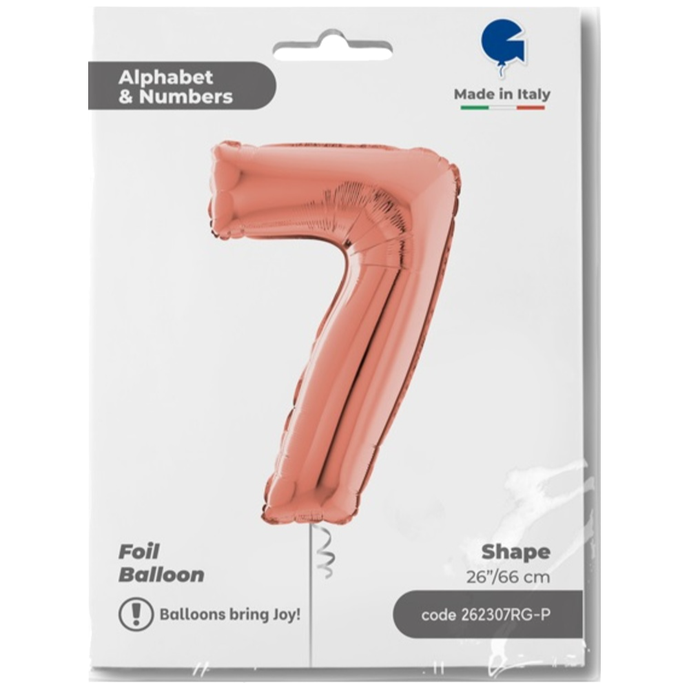 Foil Balloon NUMBER 7 Rose Gold 66 cm Grabo