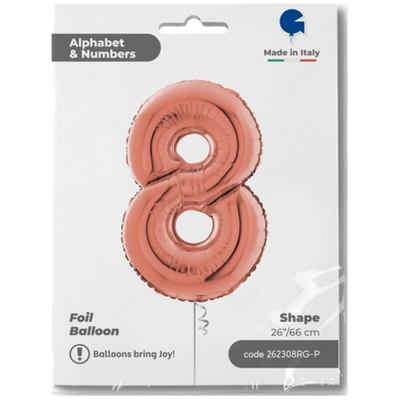 Balon Folie CIFRA 8 Rose Gold 66 cm Grabo