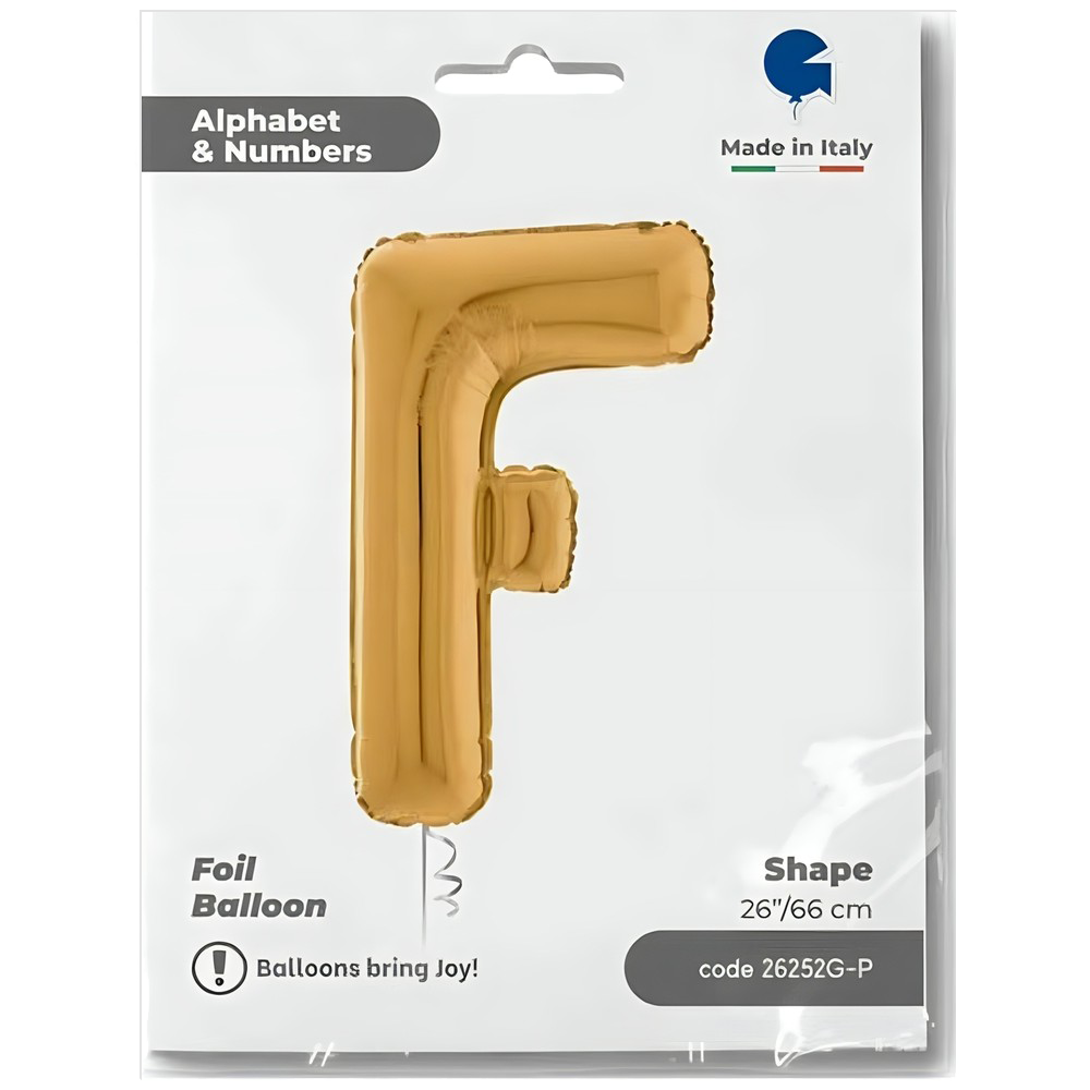 Foil Balloon LETTER F Gold 66 cm Grabo