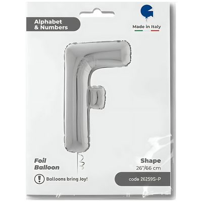 Foil Balloon LETTER F Silver 66 cm Grabo
