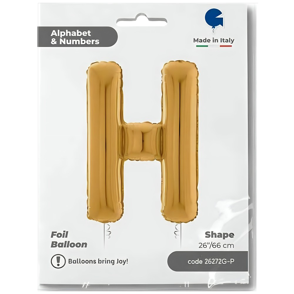 Foil Balloon LETTER H Gold 66 cm Grabo