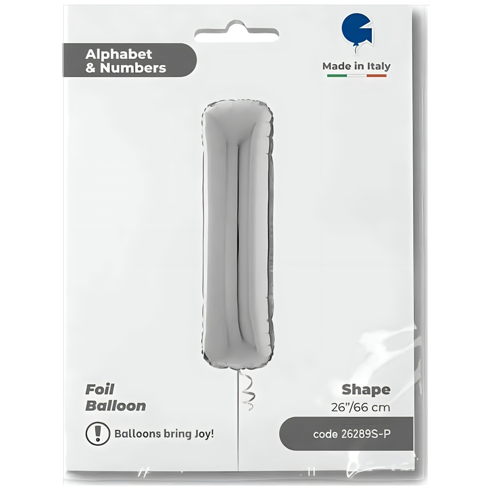 Balon Folie LITERA I Argintiu 66 cm Grabo
