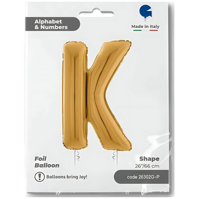 Foil Balloon LETTER K Gold 66 cm Grabo
