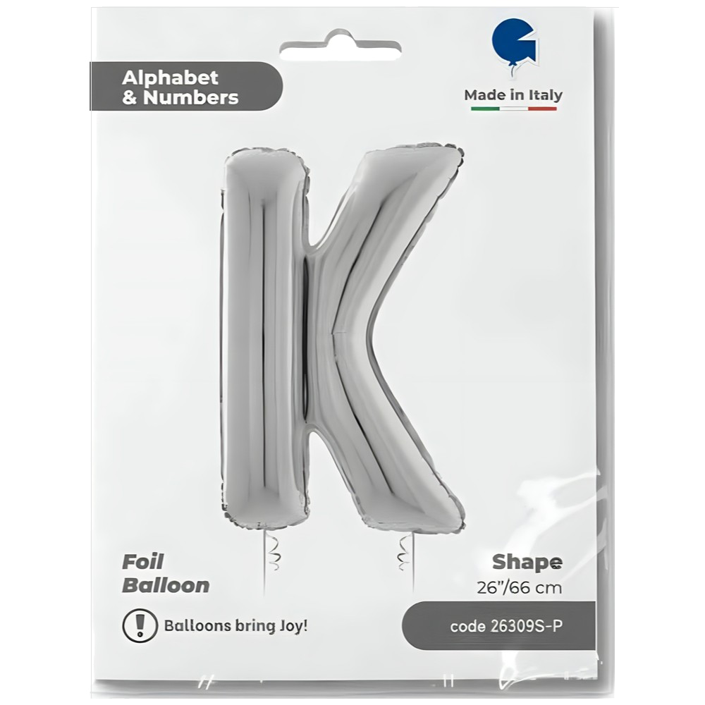 Balon Folie LITERA K Argintiu 66 cm Grabo