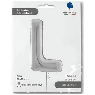 Foil Balloon LETTER L Silver 66 cm Grabo