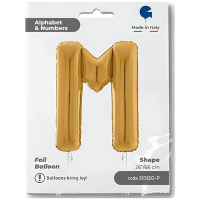 Foil Balloon LETTER M Gold 66 cm Grabo