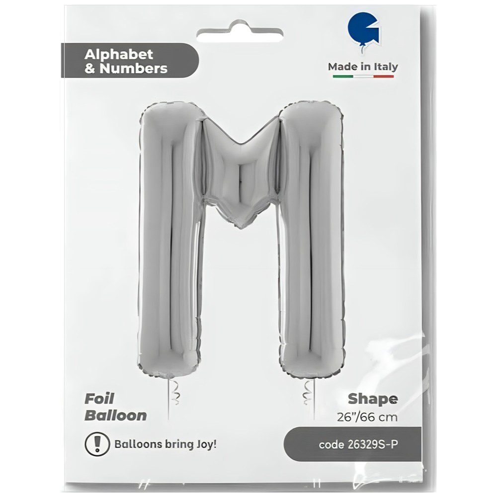 Balon Folie LITERA M Argintiu 66 cm Grabo