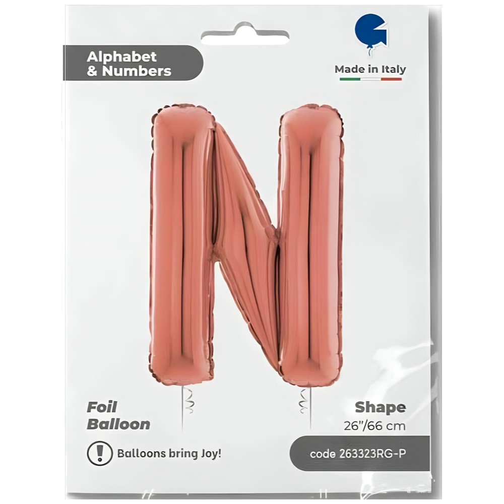 Foil Balloon LETTER N Rose Gold 66 cm Grabo