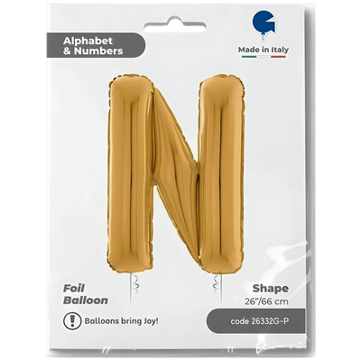 Foil Balloon LETTER N Gold 66 cm Grabo