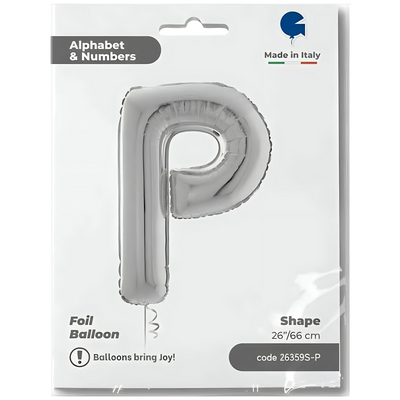 Foil Balloon LETTER P Silver 66 cm Grabo