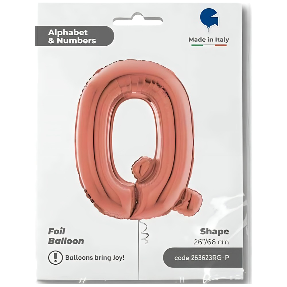 Foil Balloon LETTER Q Rose Gold 66 cm Grabo