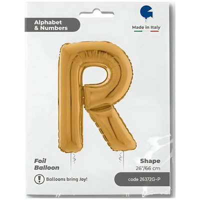 Foil Balloon LETTER R Gold 66 cm Grabo