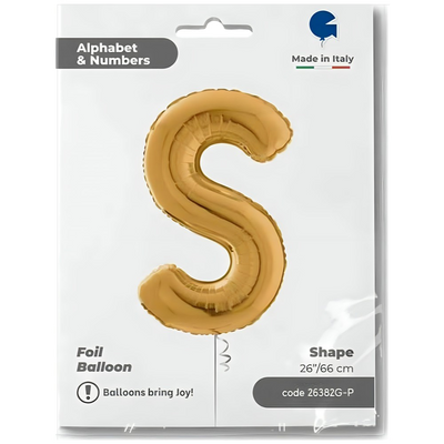 Foil Balloon LETTER S Gold 66 cm Grabo