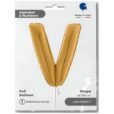 Foil Balloon LETTER V Gold 66 cm Grabo