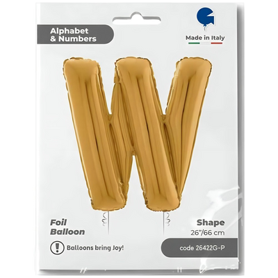 Foil Balloon LETTER W Gold 66 cm Grabo