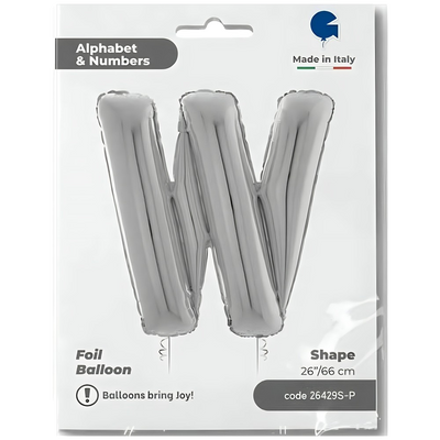 Foil Balloon LETTER W Silver 66 cm Grabo