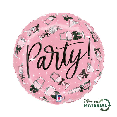 Pink Party Round Foil Balloon 46cm