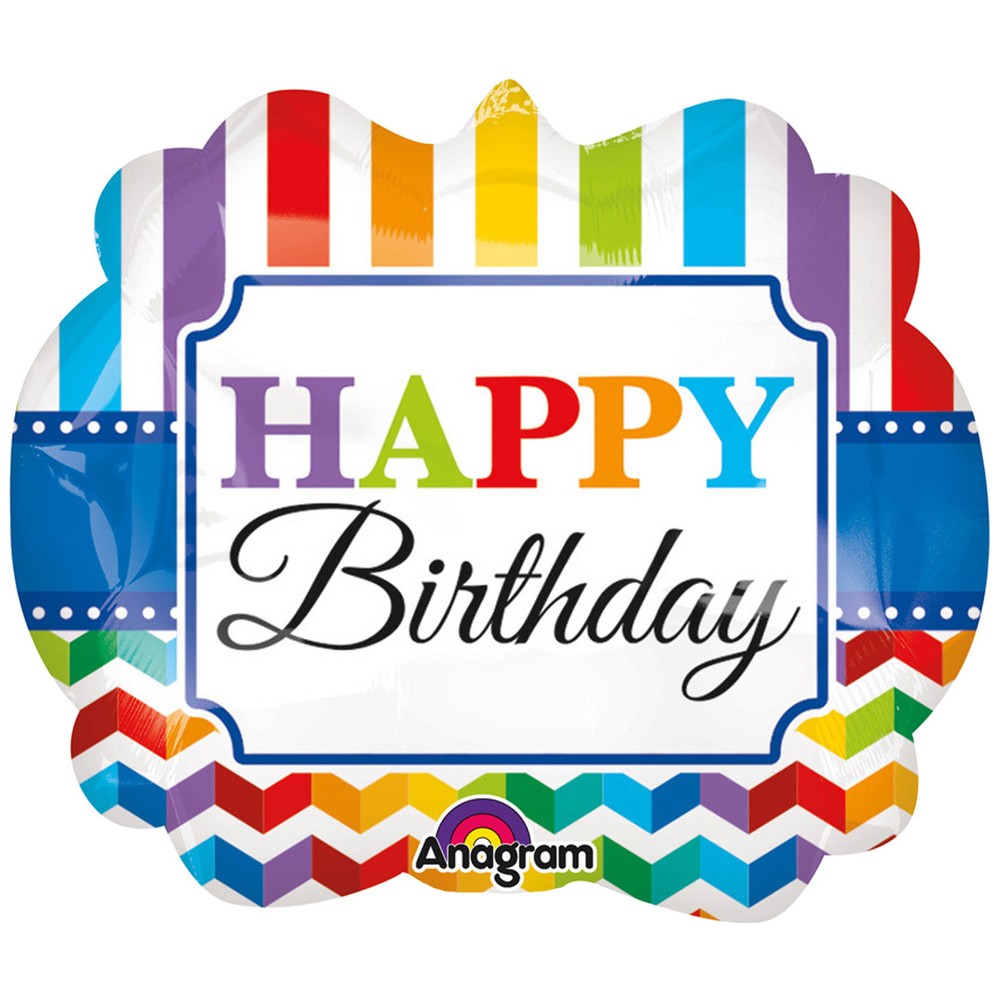 Foil Balloon Figurine Happy B-day Lines 63x55cm AMS 30848 01