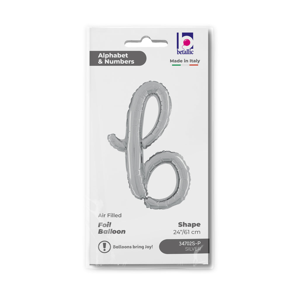Balon Folie LITERA (AER) SCRIPT B Argintiu 61cm Grabo