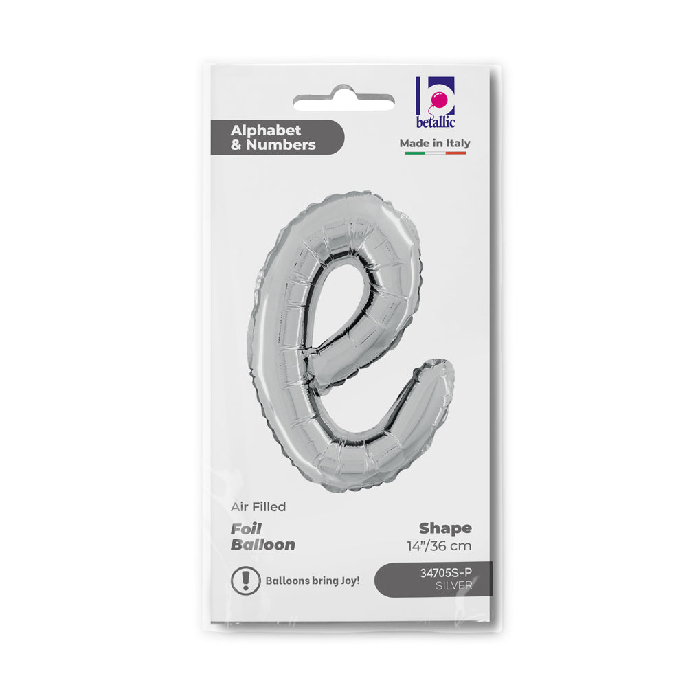 Foil Balloon LETTER (AIR) SCRIPT E Silver 35 cm Grabo
