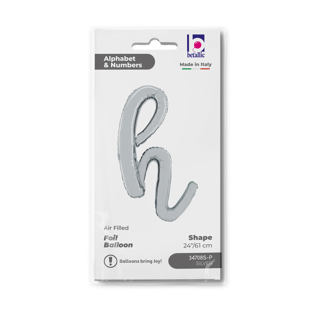 Foil Balloon LETTER (AIR) SCRIPT H Silver 61cm Grabo