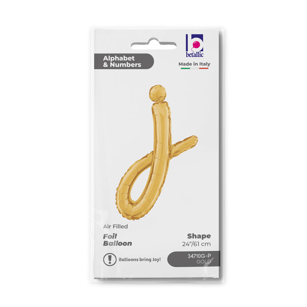 Foil Balloon LETTER (AIR) SCRIPT J Gold 61cm Grabo