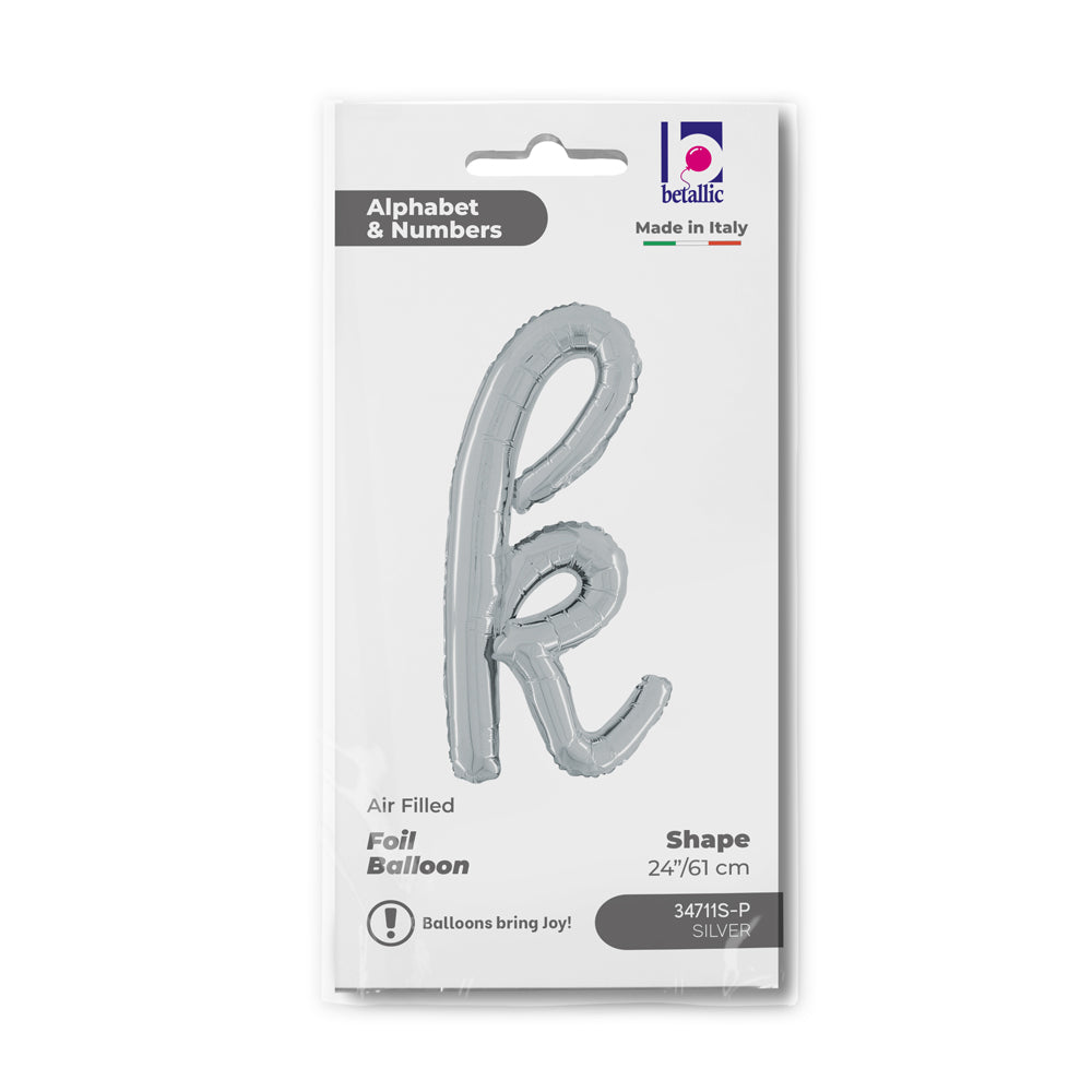 Balon Folie LITERA (AER) SCRIPT K Argintiu 61cm Grabo