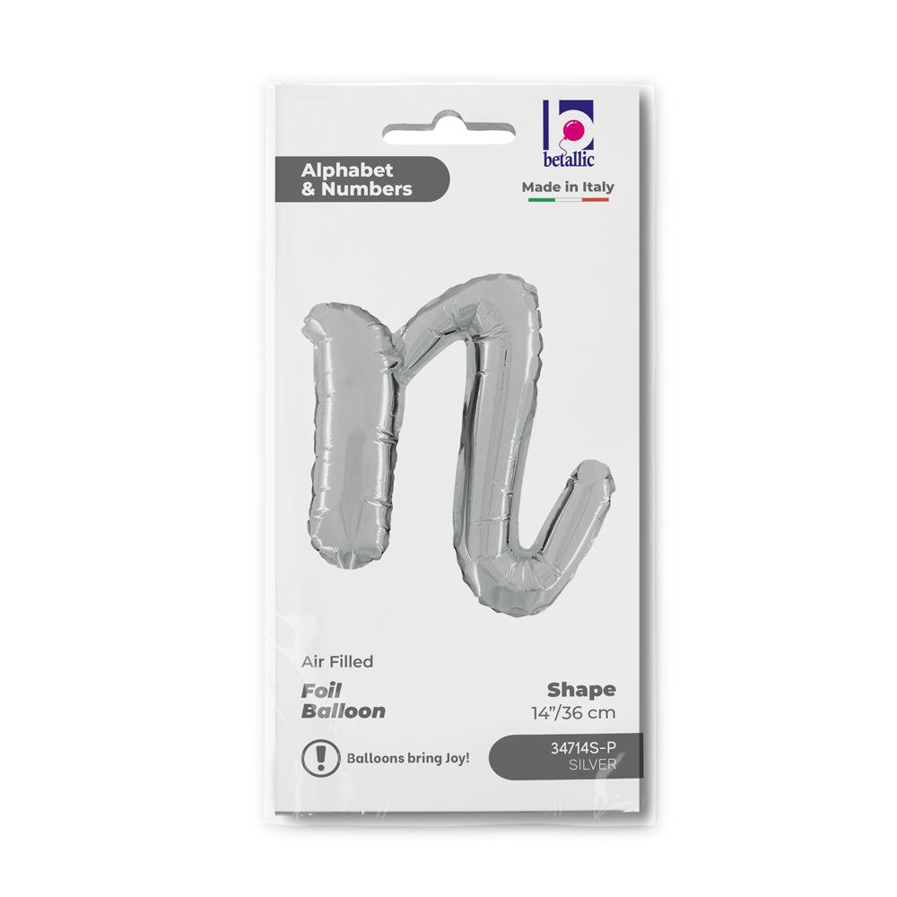 Balon Folie LITERA (AER) SCRIPT N Argintiu 35 cm Grabo