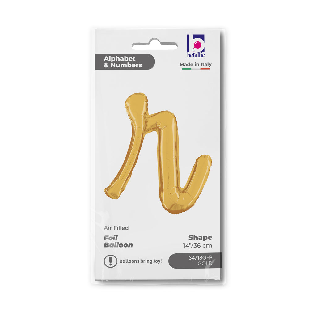 Foil Balloon LETTER (AIR) SCRIPT R Gold 35 cm Grabo