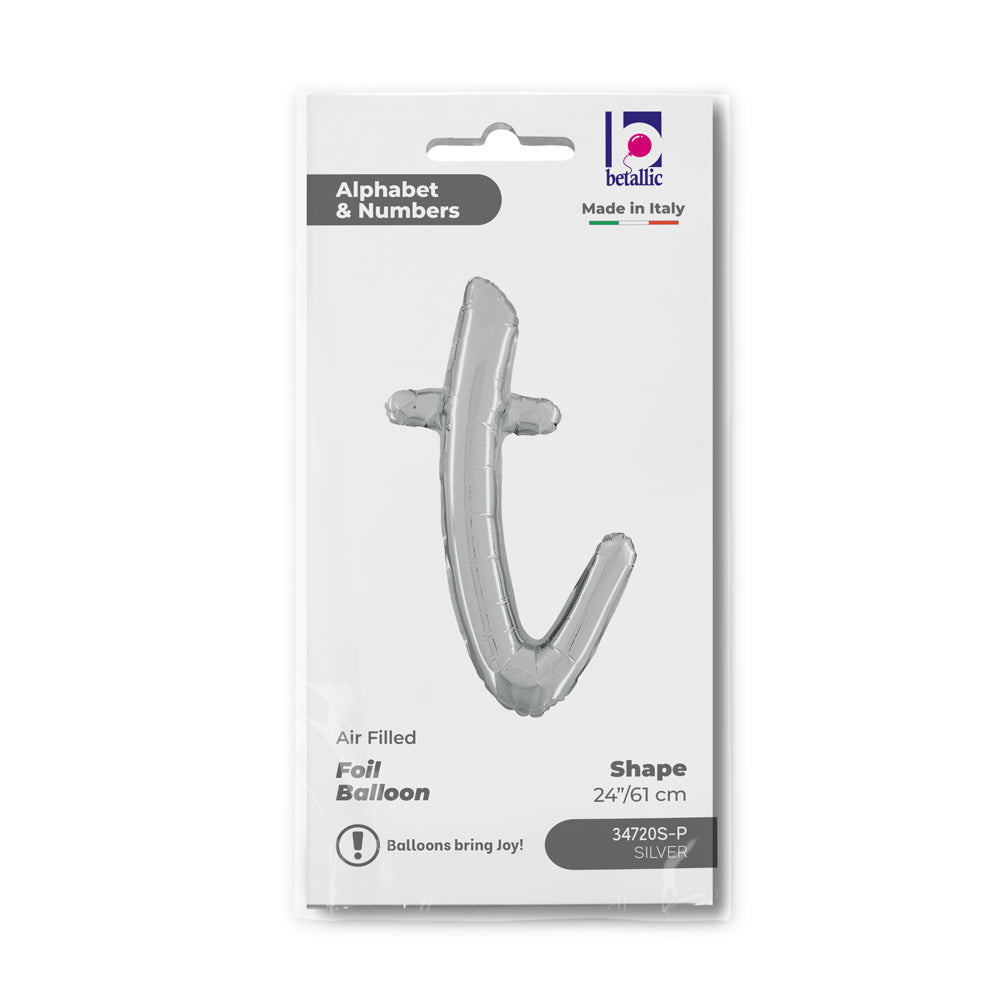 Foil Balloon LETTER (AIR) SCRIPT T Silver 61cm Grabo