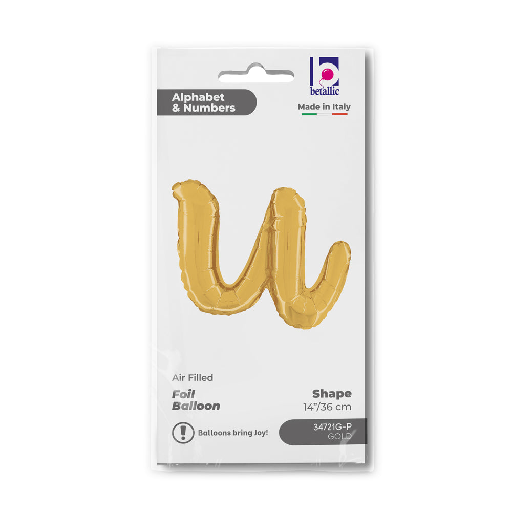 Foil Balloon LETTER (AIR) SCRIPT U Gold 35 cm Grabo
