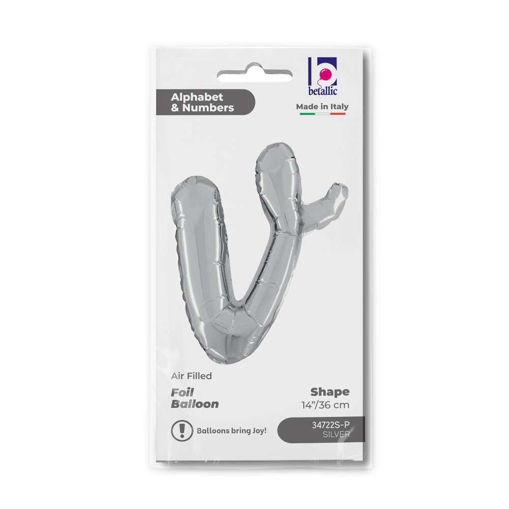 Balon Folie LITERA (AER) SCRIPT V Argintiu 35 cm Grabo