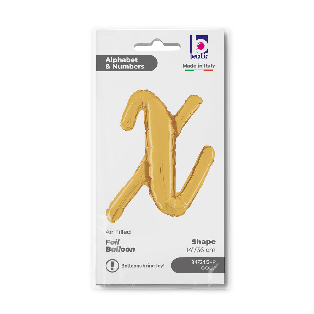 Foil Balloon LETTER (AIR) SCRIPT X Gold 35 cm Grabo