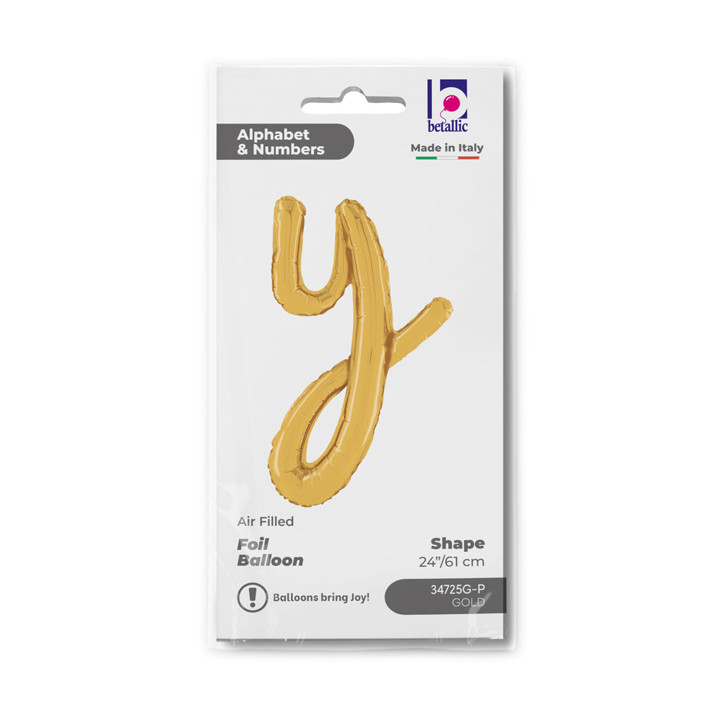Foil Balloon LETTER (AIR) SCRIPT Y Gold 61cm Grabo