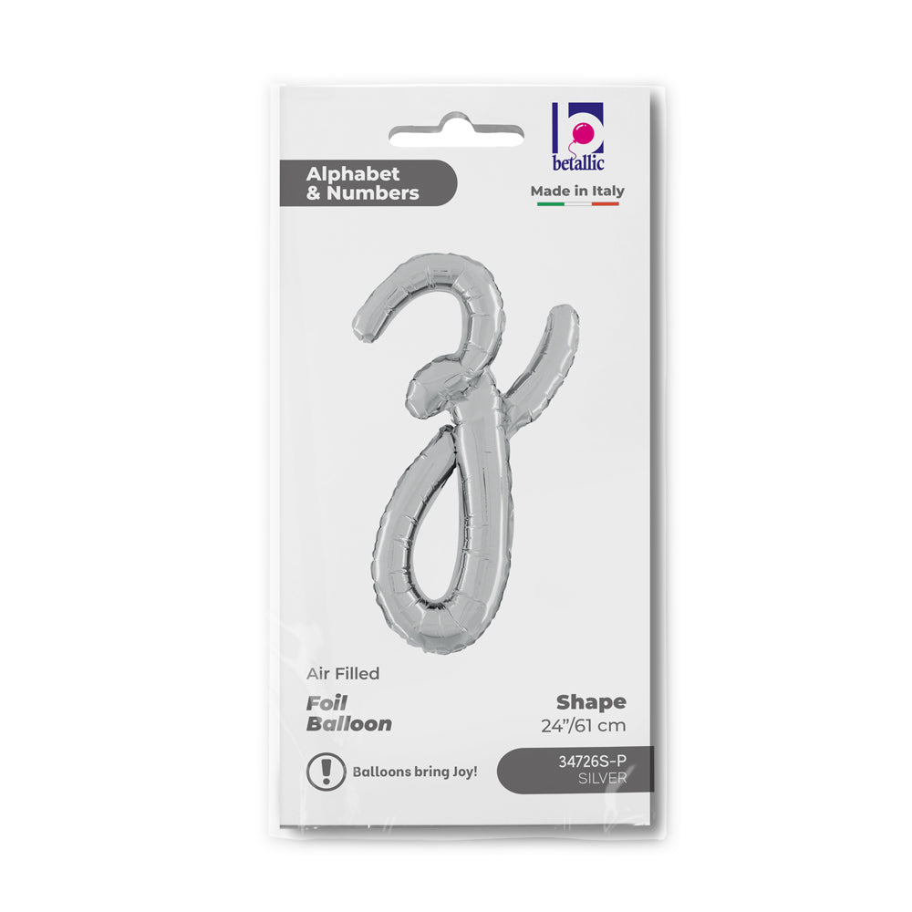 Balon Folie LITERA (AER) SCRIPT Z Argintiu 61cm Grabo