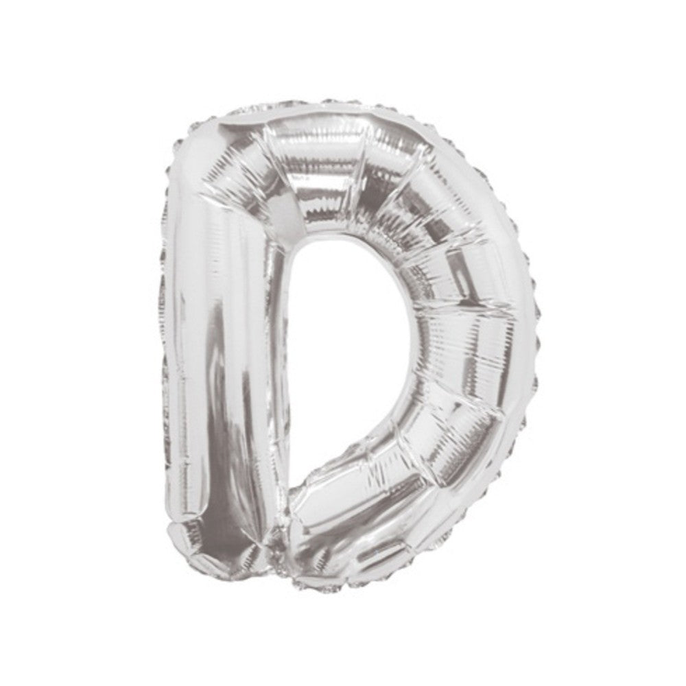 Foil balloon 35cm letter D SILVER 34896-14