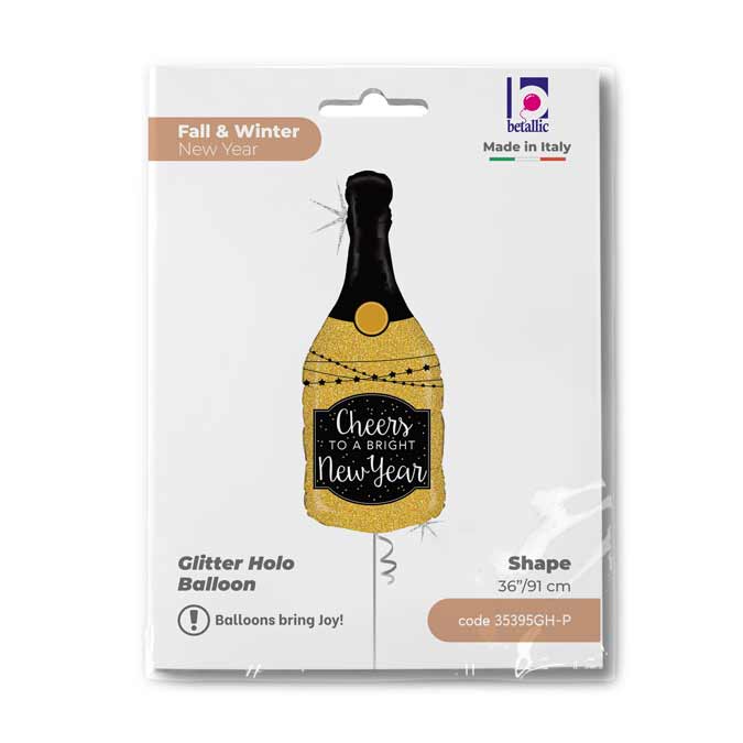 Foil Balloon Champagne Bottle Figurine New Year 81cm Grabo