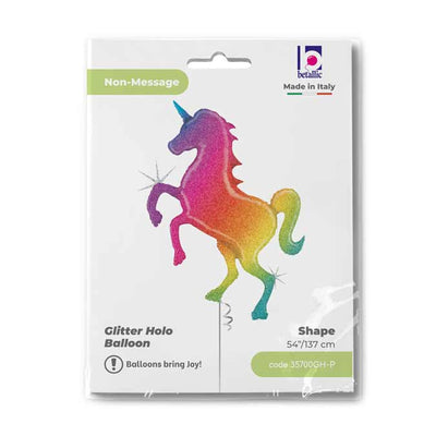 Grabo 137cm Holographic Rainbow Unicorn Figure Foil Balloon