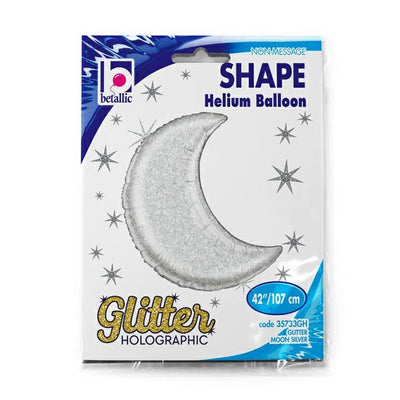 Balon Folie Figurina Semiluna Glitter Argintie 107 cm Grabo