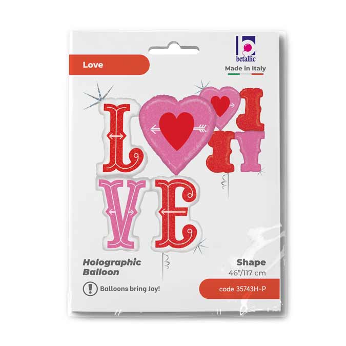 Balon Folie Figurina LOVE Holografic 117 cm Grabo
