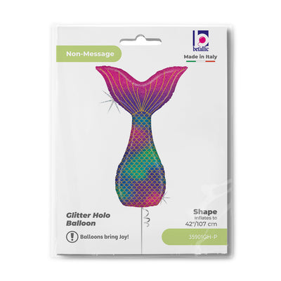 Mermaid Tail Shaped Foil Balloon with Glitter 107cm