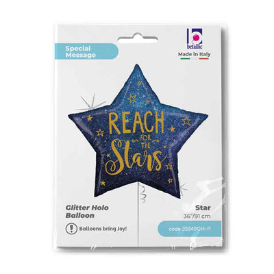 Balon Folie Stea Jumbo Navy Holo Reach For the Stars 91 cm Grabo