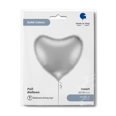 Jumbo Silver Heart Foil Balloon 91cm