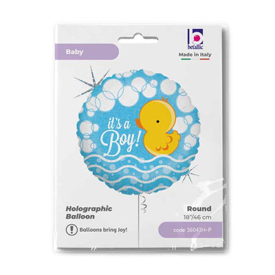Round Foil Balloon It's a Boy Duck 46 cm Grabo