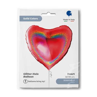 Jumbo Holographic Red Heart Foil Balloon 91cm