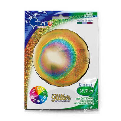 Jumbo Round Gold Holographic Foil Balloon 91 cm Grabo