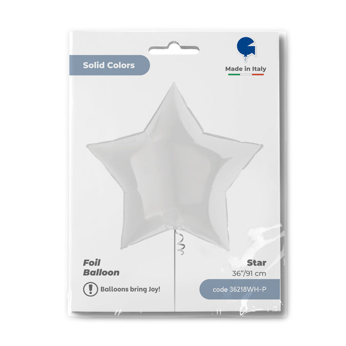 Jumbo White Star Foil Balloon 91 cm Grabo