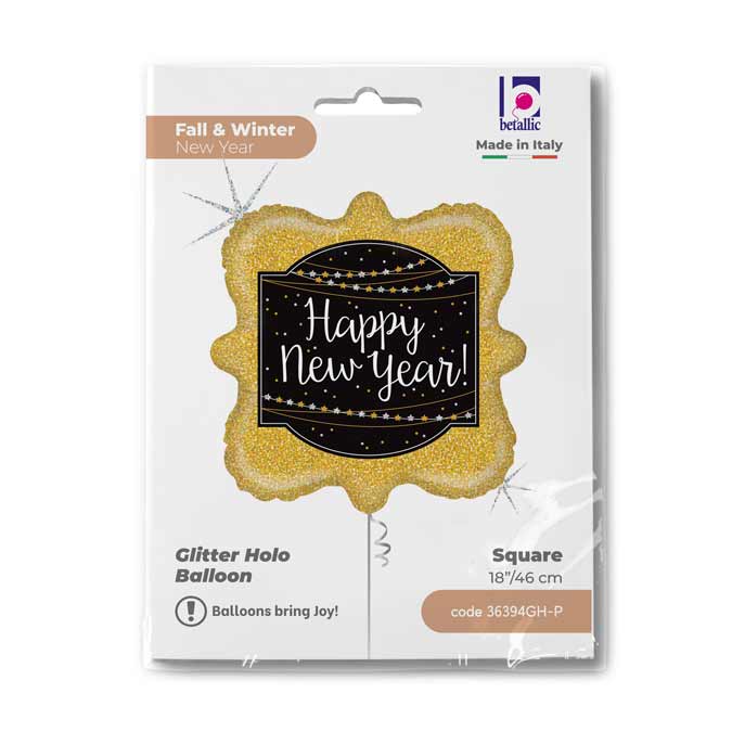 Balon Folie Figurina Happy New Year Glitter 46cm Grabo