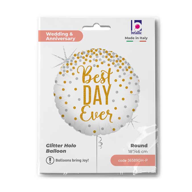 Balon Folie Best Day Ever Holografic 46 cm Grabo