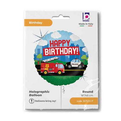 Round Foil Balloon HB Emergency Vehicles 46 cm Grabo